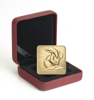 SALE -  2010 $3 SQUARE SHAPED GOLD PLATED SILVER COIN - POLAR BEAR WILD LIFE CONSERVATION (NO SLEEVE)