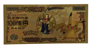 10 BILLION YEN POKEMON NOVELTY GOLD FOIL NOTES (PIKACHU)