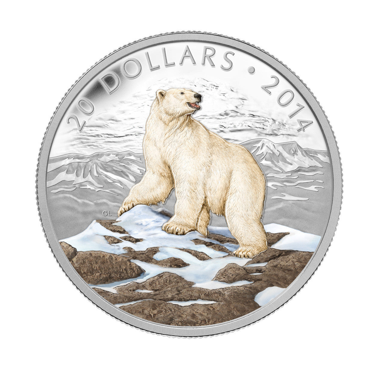 2014 1oz $20 ICONIC POLAR BEAR FINE SILVER COIN
