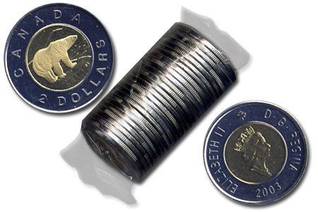 2003 2-DOLLAR POLAR BEAR OLD EFFIGY ROLL