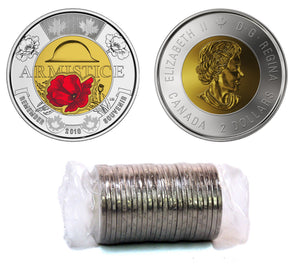 2018 2-DOLLAR ARMISTICE ROLL (COLOURED)