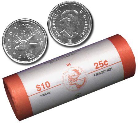 2006 25-CENT CARIBOU RCM LOGO ROLL