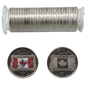 2015 25-CENT 50TH ANNIVERSARY OF THE NATIONAL FLAG COLOURED/NON-COLOURED ROLL