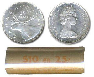 1968 25-CENT CARIBOU ROLL