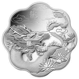 2012 $15 LUNAR LOTUS - YEAR OF THE DRAGON (S) FINE SILVER COIN