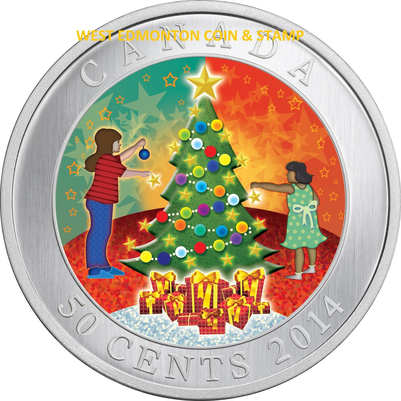 2014 50-CENTS CUPRONICKEL COIN - LENTICULAR CHRISTMAS TREE