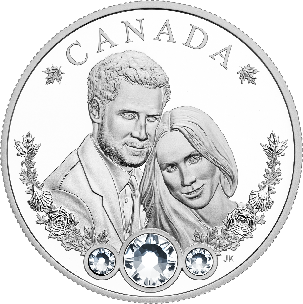2018 1oz $20 THE ROYAL WEDDING OF  PRINCE HARRY AND MS MEGHAN MARKLE FINE SILVER COIN WITH SWAROVSKIÂ® CRYSTALS
