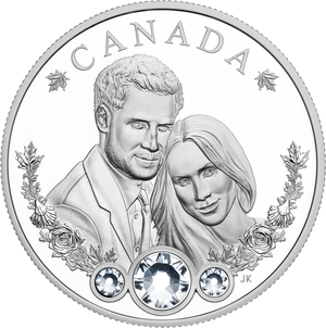 2018 1oz $20 THE ROYAL WEDDING OF  PRINCE HARRY AND MS MEGHAN MARKLE FINE SILVER COIN WITH SWAROVSKIÂ® CRYSTALS