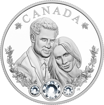 2018 1oz $20 THE ROYAL WEDDING OF  PRINCE HARRY AND MS MEGHAN MARKLE FINE SILVER COIN WITH SWAROVSKIÂ® CRYSTALS