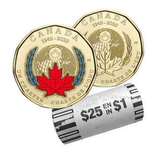 2020 1-DOLLAR SIGNING OF THE UNITED NATIONS CHARTER 75TH ANNIVERSARY LOONIE ROLL (COLOURED/NON-COLOURED)