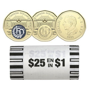 2025 1-DOLLAR 150TH ANNIVERSARY OF THE SUPREME COURT OF CANADA COLOURISED/UNCOLOURISED ROLL