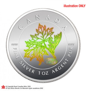 2003 1oz $5 HOLOGRAM GOOD FORTUNE FINE SILVER MAPLE LEAF