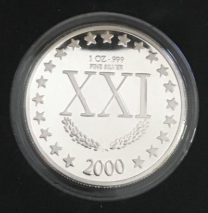 2000 1 OZ FREEDOM XXI CENTURY EAGLE .999 FINE SILVER, WITH COA