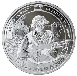 SALE -  2019 1oz $20 SECOND WORLD WAR: BATTLEFRONT SERIES THE BATTLE OF THE SCHELDT FINE SILVER COIN (NO SLEEVE, TONED)