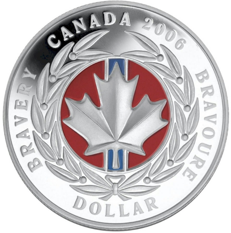 2006 PROOF SILVER COMMEMORATIVE DOLLAR WITH ENAMEL - MEDAL OF BRAVERY