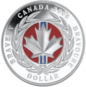 2006 PROOF SILVER COMMEMORATIVE DOLLAR WITH ENAMEL - MEDAL OF BRAVERY