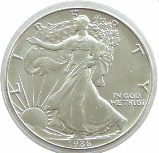1986 1oz FIRST YEAR ISSUE OF AMERICAN EAGLE SILVER DOLLAR