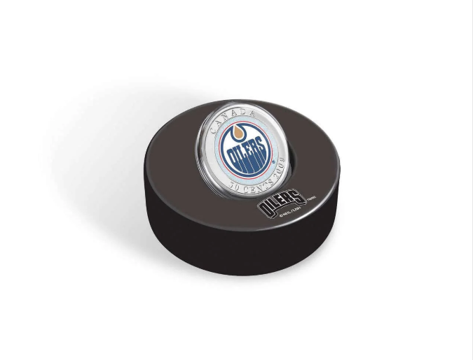 2009 50 CENT OILERS SPECIAL EDITION COIN AND PUCK