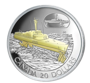 2003 1oz $20 THE HMCS BRAS D'OR  (FHE-400) TRANSPORTATION COIN