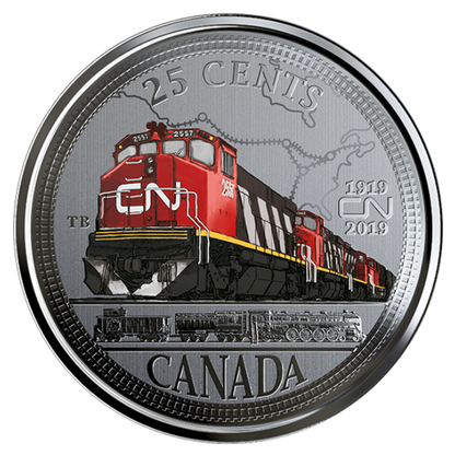 SALE - 2019 25-CENT COIN 100TH ANNIVERSARY OF CN RAIL (NO SLEEVE)