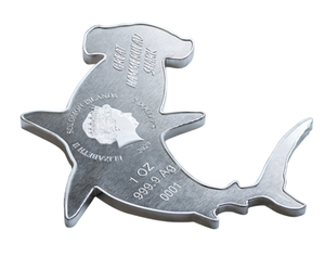 2020 1oz $2 PURE SILVER COIN - GREAT HAMMERHEAD SHARK