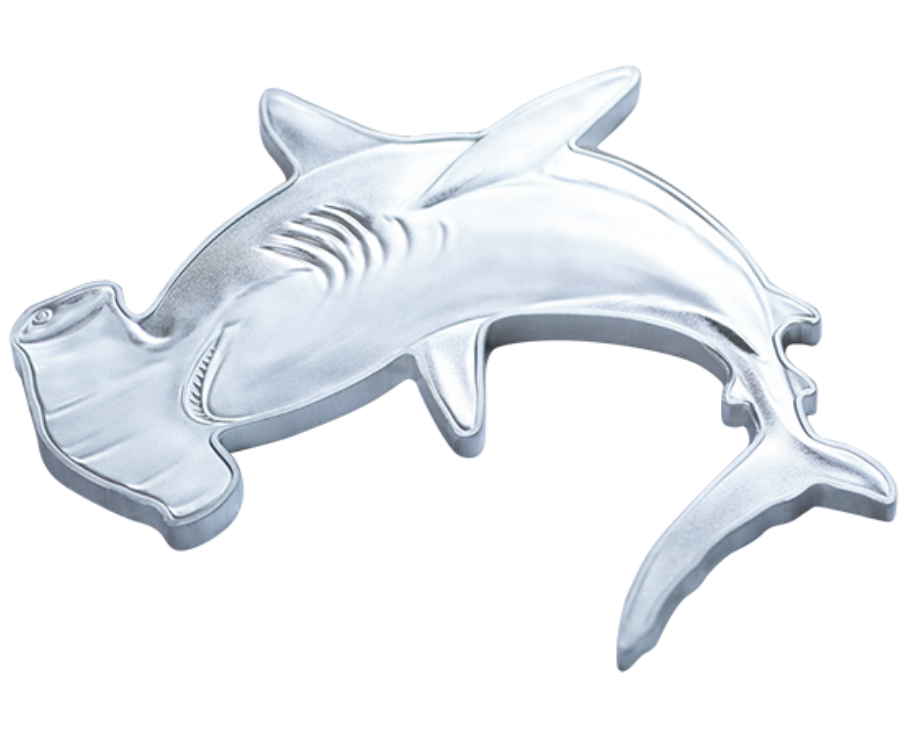 2020 1oz $2 PURE SILVER COIN - GREAT HAMMERHEAD SHARK