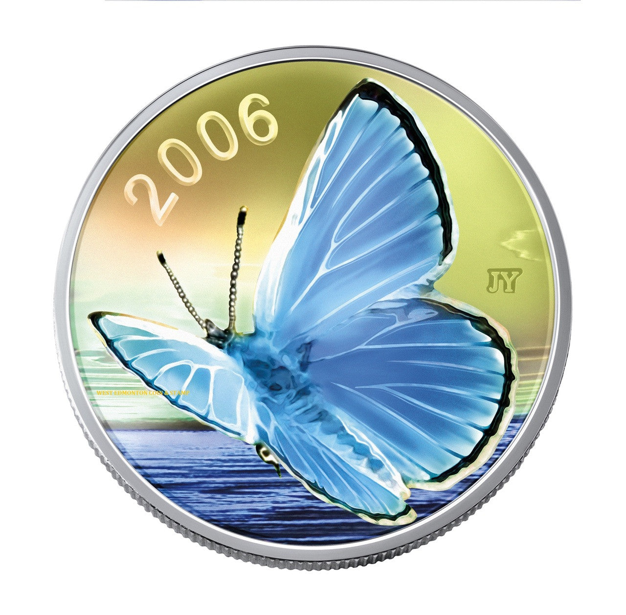 2006 50-CENT STERLING SILVER COIN - SILVERY BLUE  BUTTERFLY