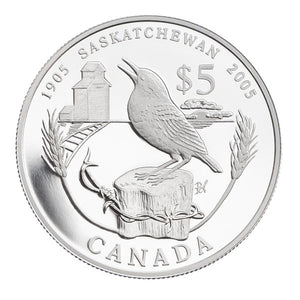 2005 $5 - SASKATCHEWAN CENTENNIAL - FINE SILVER COIN