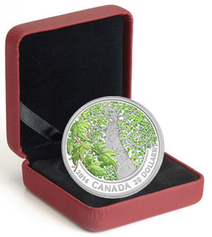 2014 1oz $20 MAPLE CANOPY - SPRING SPLENDOUR FINE SILVER COIN (NO BEAUTY BOX)