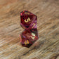 STRAWBERRY MULTIFACETED GLASS DICE SET