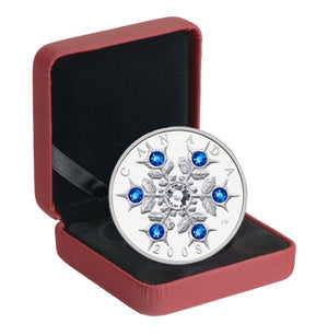 2008 1oz $20 CRYSTAL SWAROVSKI SAPPHIRE SNOWFLAKE FINE SILVER COIN