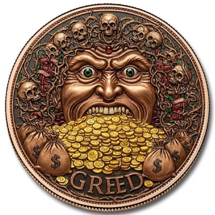 5oz GREED COPPER ROUND