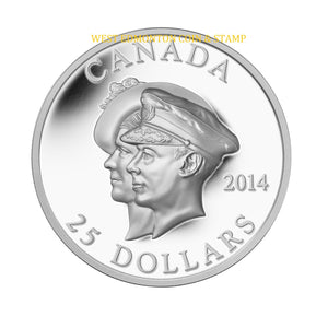 2014 $25 75TH ANNIVERSARY OF THE FIRST ROYAL VISIT FINE SILVER COIN