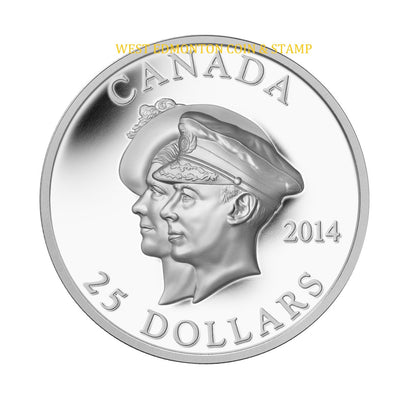 2014 $25 75TH ANNIVERSARY OF THE FIRST ROYAL VISIT FINE SILVER COIN