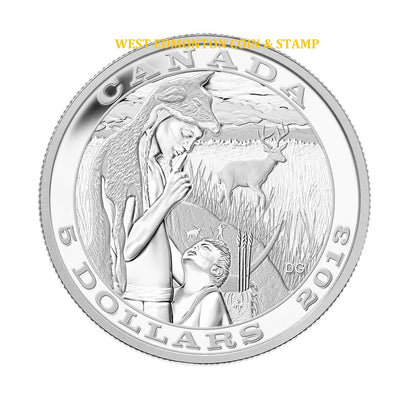 2013 $5 TRADITION OF HUNTING: DEER FINE SILVER COIN