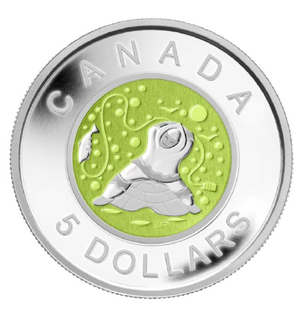 2013 1/4oz $5 CONTEMPORARY ABORIGINAL ART: FATHER ICE FISHING - FINE SILVER COIN
