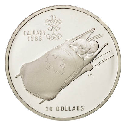 E-TRANSFER ONLY - 1987 1oz $20 CALGARY OLYMPICS: BOBSLEIGH STERLING SILVER COIN