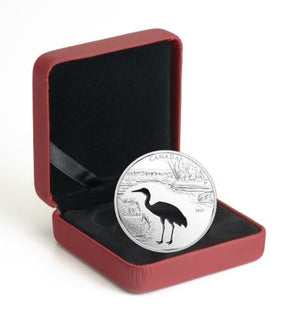 2017 $30 ENDANGERED ANIMAL CUTOUT: WHOOPING CRANE FINE SILVER COIN (1.8oz)