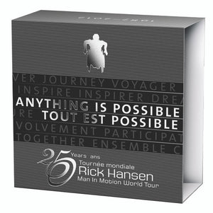 2012 $5 - 25TH ANNIVERSARY - RICK HANSEN TOUR - FINE SILVER COIN