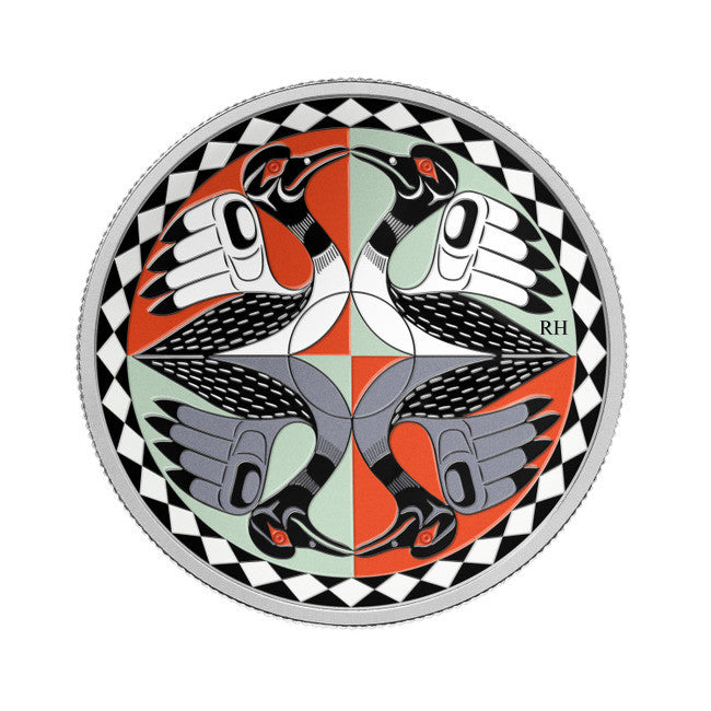 2012 1oz FINE SILVER COLOURIZED COIN - TWO LOONS