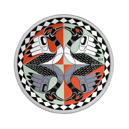 2012 1oz FINE SILVER COLOURIZED COIN - TWO LOONS
