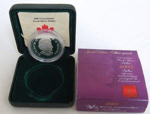 2003 PROOF COMMEMORATIVE SILVER DOLLAR - SPECIAL EDITION - QUEEN'S CORONATION