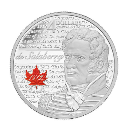 2013 1/2oz $4 HEROES OF 1812 - CHARLES-MICHEL DE SALABERRY - FINE SILVER COIN