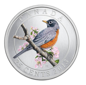 2013 25-CENT COLOURED COIN - AMERICAN ROBIN