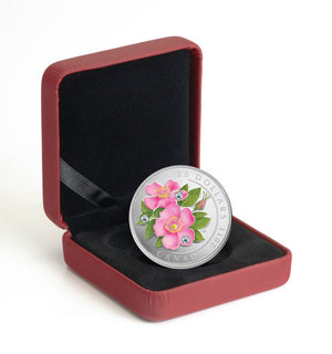 2011 1oz $20 COLOURED SILVER COIN - WILD ROSE