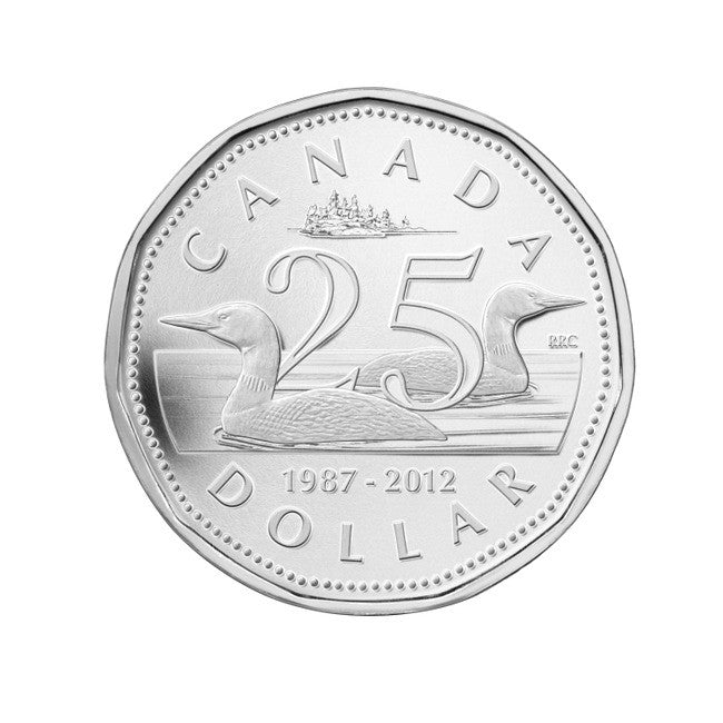 2012 $1 - 25TH ANNIVERSARY OF THE LOONIE 11-SIDED - FINE SILVER COIN