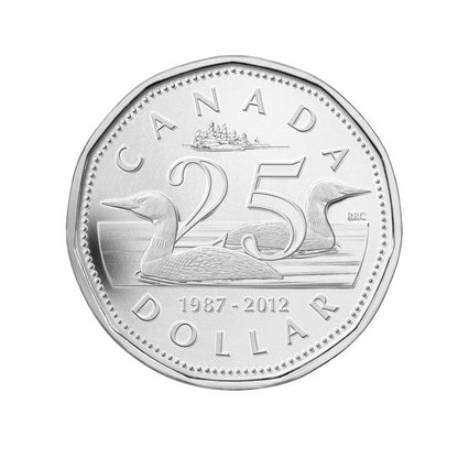2012 $1 - 25TH ANNIVERSARY OF THE LOONIE 11-SIDED - FINE SILVER COIN