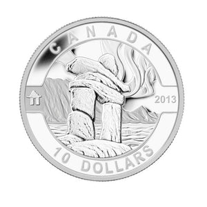 2013 1/2oz $10 - O CANADA SERIES - INUKSHUK - FINE SILVER COIN