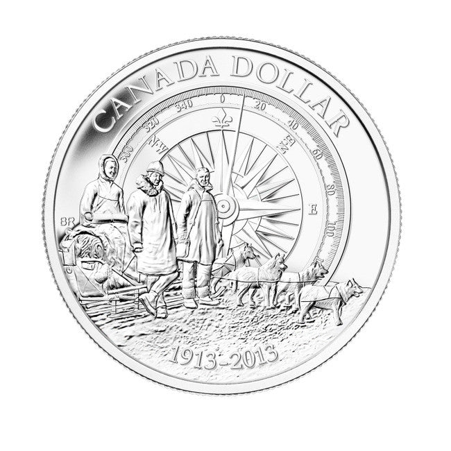 2013 $1 - 100TH ANNIVERSARY OF THE CANADIAN ARCTIC EXPEDITION - BRILLIANT FINE SILVER COIN