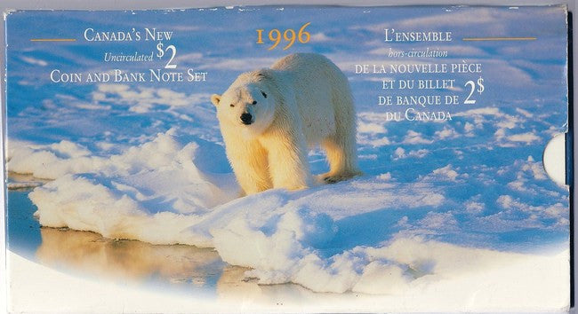1996 CANADA'S NEW UNCIRCULATED $2 COIN AND BANK NOTE SET